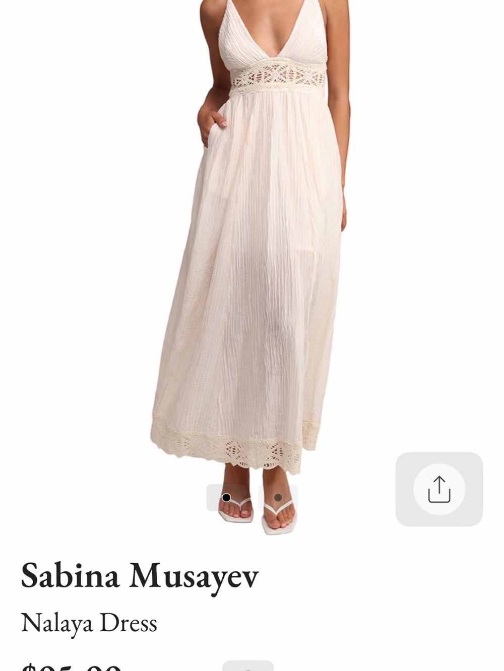 Sabina Musayev Cream Crochet-Trim Maxi Dress
